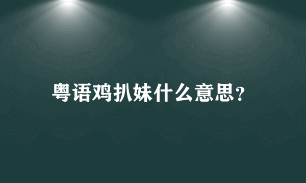 粤语鸡扒妹什么意思？