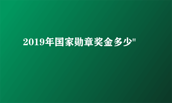 2019年国家勋章奖金多少