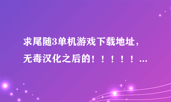 求尾随3单机游戏下载地址，无毒汉化之后的！！！！！！！！！！！！！