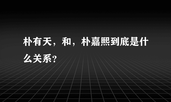 朴有天，和，朴嘉熙到底是什么关系？