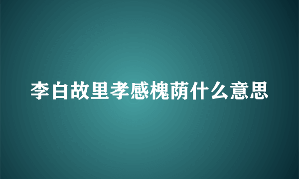 李白故里孝感槐荫什么意思