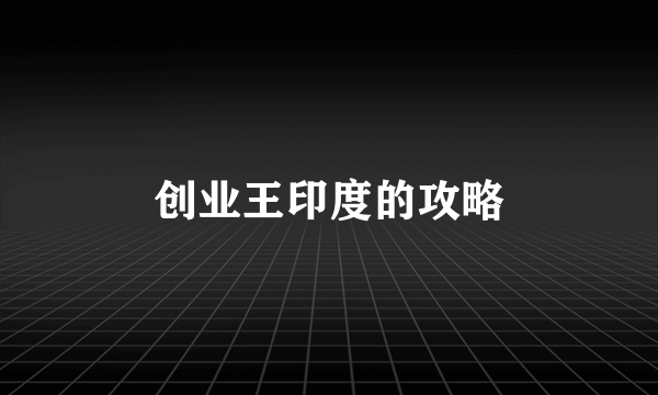 创业王印度的攻略