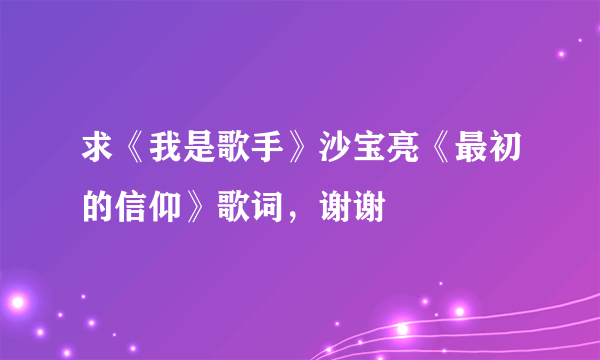 求《我是歌手》沙宝亮《最初的信仰》歌词，谢谢