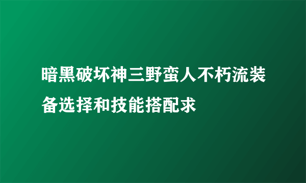 暗黑破坏神三野蛮人不朽流装备选择和技能搭配求