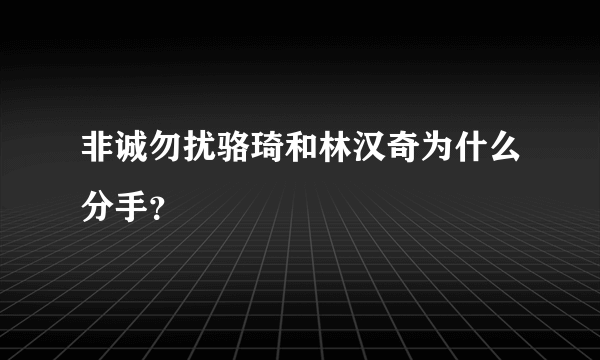 非诚勿扰骆琦和林汉奇为什么分手？