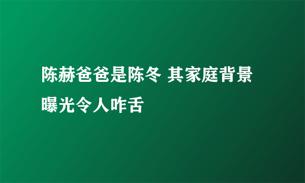 陈赫爸爸是陈冬 其家庭背景曝光令人咋舌