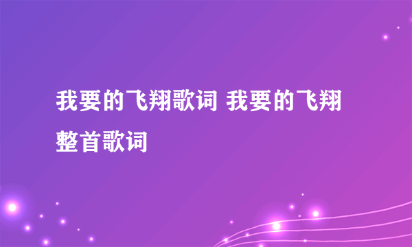 我要的飞翔歌词 我要的飞翔整首歌词