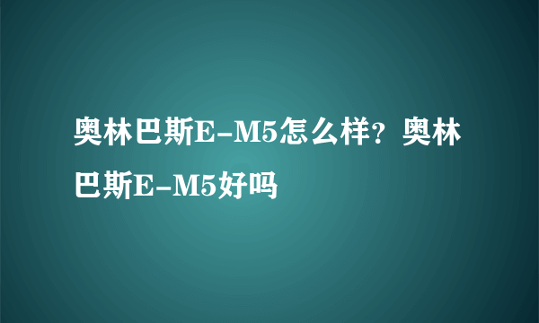 奥林巴斯E-M5怎么样？奥林巴斯E-M5好吗