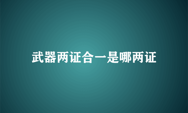 武器两证合一是哪两证