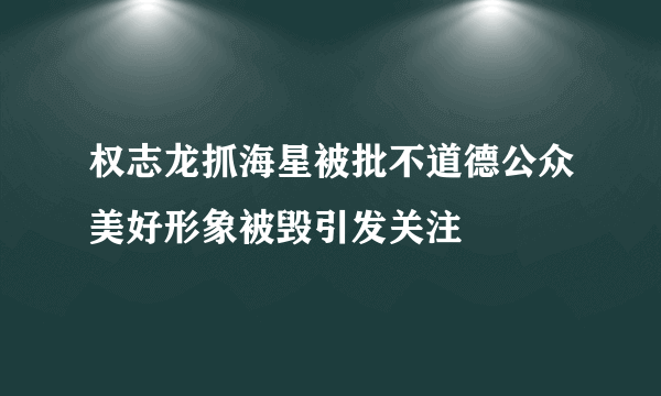 权志龙抓海星被批不道德公众美好形象被毁引发关注