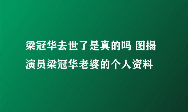 梁冠华去世了是真的吗 图揭演员梁冠华老婆的个人资料