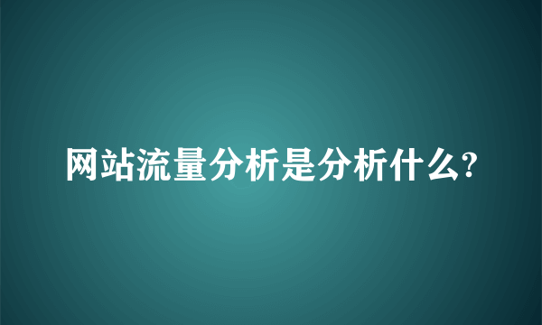 网站流量分析是分析什么?