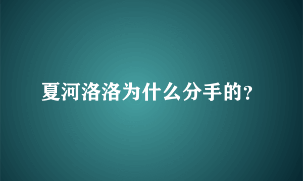 夏河洛洛为什么分手的？