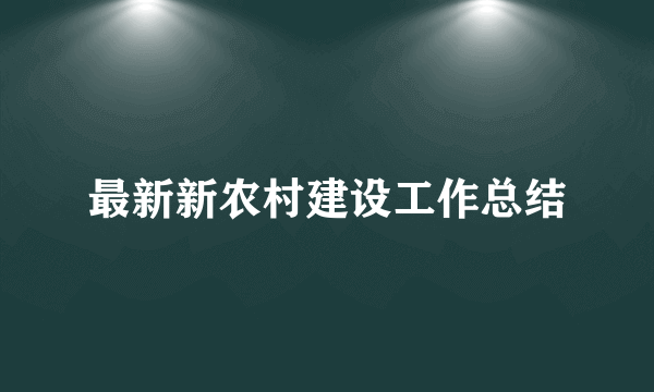 最新新农村建设工作总结