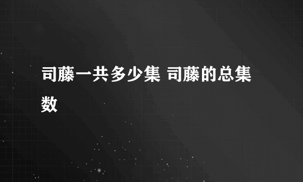 司藤一共多少集 司藤的总集数