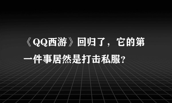 《QQ西游》回归了，它的第一件事居然是打击私服？