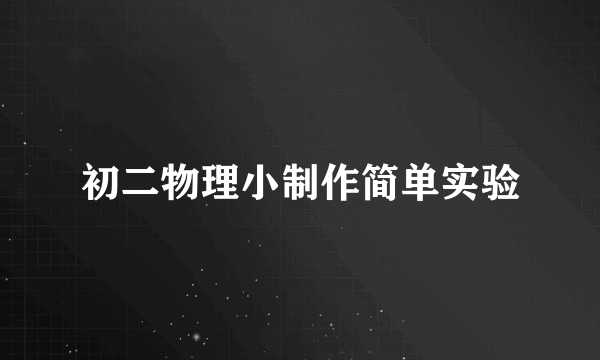 初二物理小制作简单实验