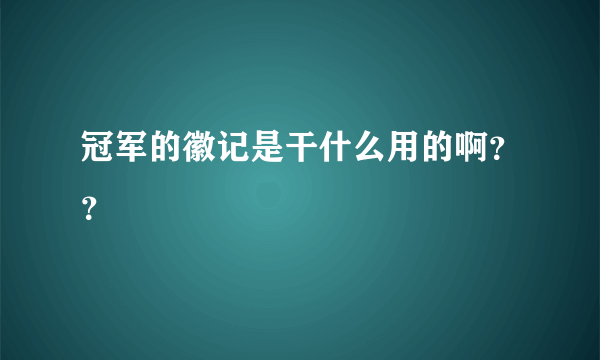 冠军的徽记是干什么用的啊？？