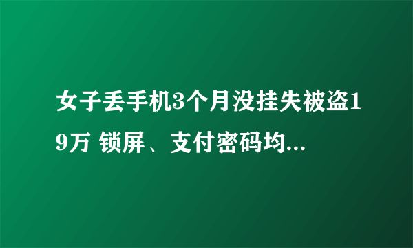 女子丢手机3个月没挂失被盗19万 锁屏、支付密码均为6个0