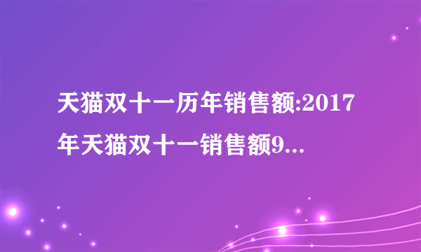 天猫双十一历年销售额:2017年天猫双十一销售额9小时1000亿