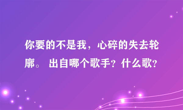 你要的不是我，心碎的失去轮廓。 出自哪个歌手？什么歌？