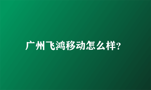 广州飞鸿移动怎么样？