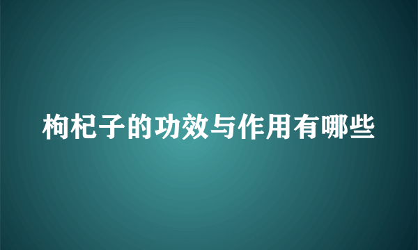 枸杞子的功效与作用有哪些