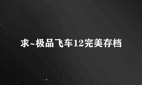 求~极品飞车12完美存档