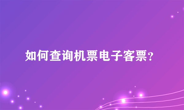 如何查询机票电子客票？