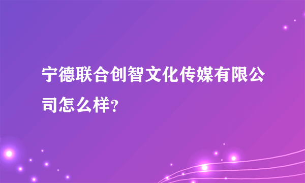 宁德联合创智文化传媒有限公司怎么样？