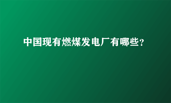 中国现有燃煤发电厂有哪些？