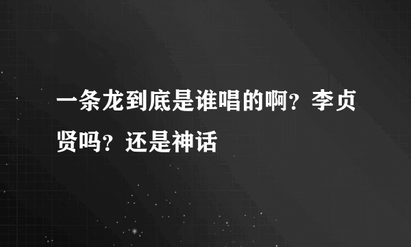 一条龙到底是谁唱的啊？李贞贤吗？还是神话