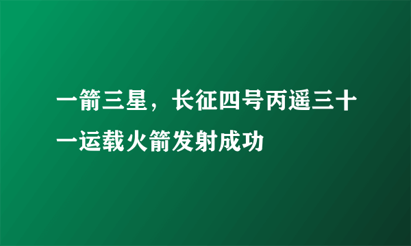 一箭三星，长征四号丙遥三十一运载火箭发射成功