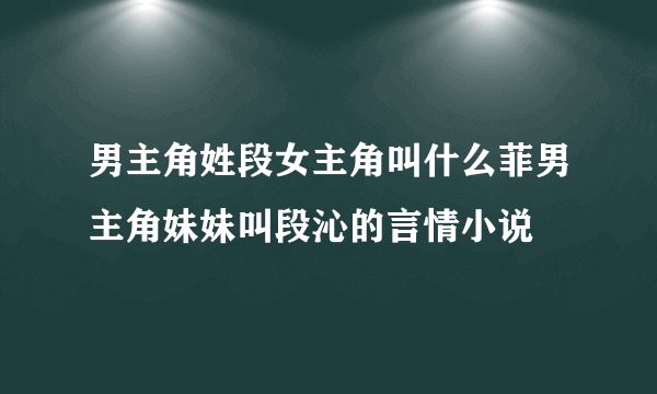 男主角姓段女主角叫什么菲男主角妹妹叫段沁的言情小说