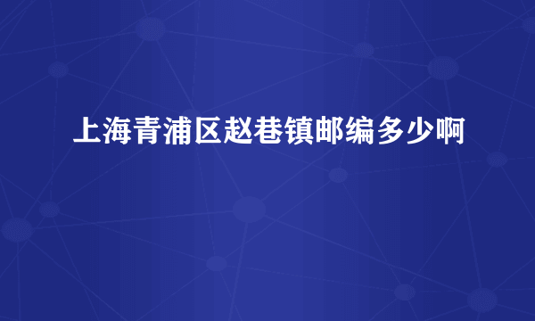 上海青浦区赵巷镇邮编多少啊