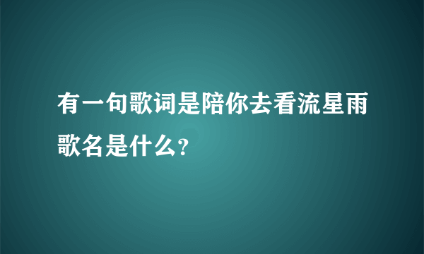 有一句歌词是陪你去看流星雨歌名是什么？