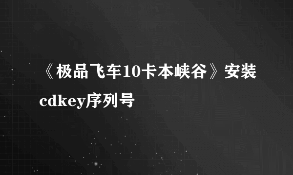 《极品飞车10卡本峡谷》安装cdkey序列号