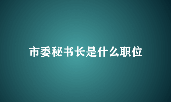 市委秘书长是什么职位