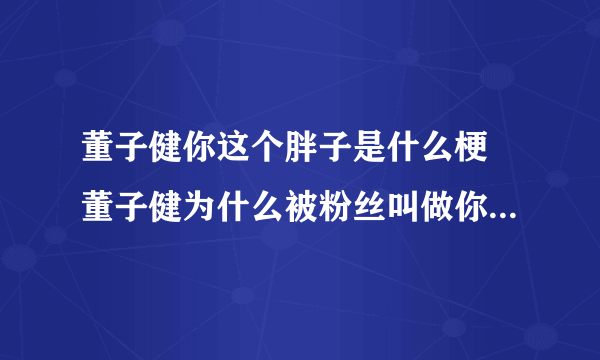 董子健你这个胖子是什么梗 董子健为什么被粉丝叫做你这个胖子