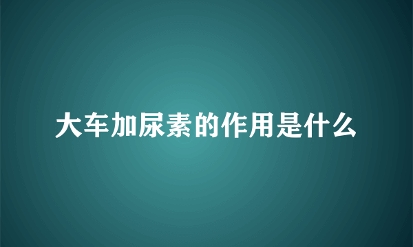 大车加尿素的作用是什么