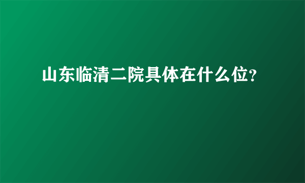 山东临清二院具体在什么位？