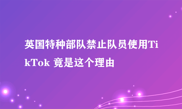 英国特种部队禁止队员使用TikTok 竟是这个理由