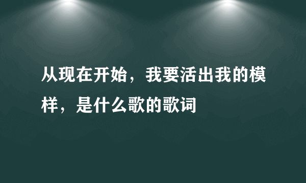 从现在开始，我要活出我的模样，是什么歌的歌词