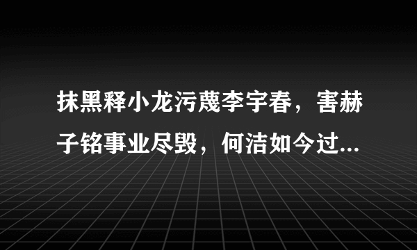 抹黑释小龙污蔑李宇春，害赫子铭事业尽毁，何洁如今过得怎样？