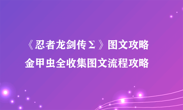 《忍者龙剑传Σ》图文攻略 金甲虫全收集图文流程攻略