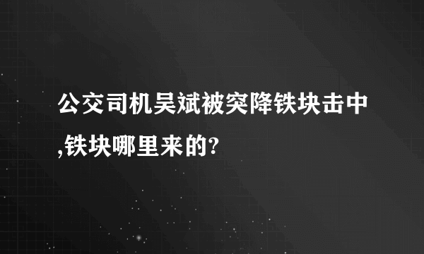 公交司机吴斌被突降铁块击中,铁块哪里来的?