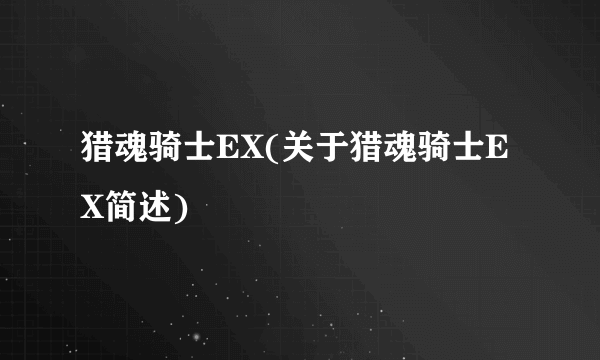 猎魂骑士EX(关于猎魂骑士EX简述)