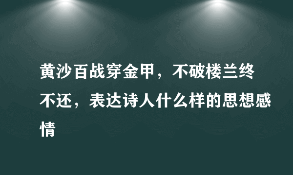 黄沙百战穿金甲，不破楼兰终不还，表达诗人什么样的思想感情