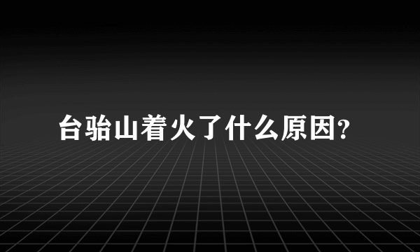 台骀山着火了什么原因？