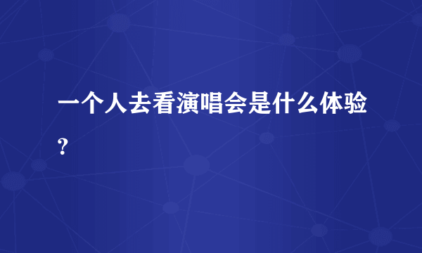 一个人去看演唱会是什么体验？